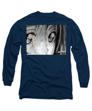 Metallic Anime Girl Eyes 2 Black And White - Long Sleeve T-Shirt