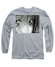 Metallic Anime Girl Eyes 2 Black And White - Long Sleeve T-Shirt