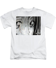 Metallic Anime Girl Eyes 2 Black And White - Kids T-Shirt