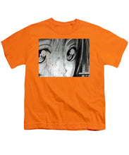 Metallic Anime Girl Eyes 2 Black And White - Youth T-Shirt