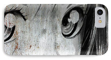 Metallic Anime Girl Eyes 2 Black And White - Phone Case