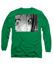 Metallic Anime Girl Eyes 2 Black And White - Long Sleeve T-Shirt