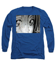 Metallic Anime Girl Eyes 2 Black And White - Long Sleeve T-Shirt