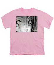 Metallic Anime Girl Eyes 2 Black And White - Youth T-Shirt