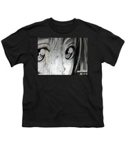 Metallic Anime Girl Eyes 2 Black And White - Youth T-Shirt