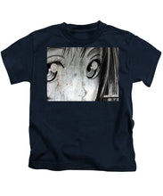 Metallic Anime Girl Eyes 2 Black And White - Kids T-Shirt