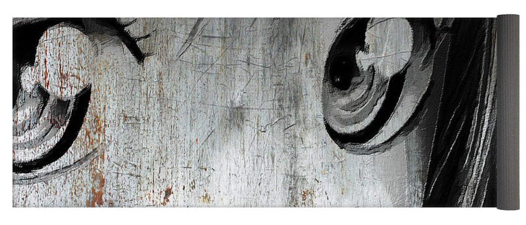 Metallic Anime Girl Eyes 2 Black And White - Yoga Mat