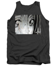 Metallic Anime Girl Eyes 2 Black And White - Tank Top