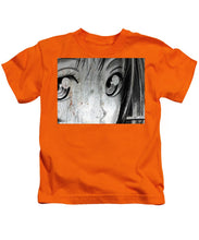 Metallic Anime Girl Eyes 2 Black And White - Kids T-Shirt
