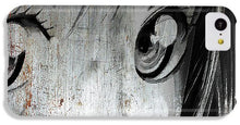 Metallic Anime Girl Eyes 2 Black And White - Phone Case