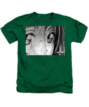 Metallic Anime Girl Eyes 2 Black And White - Kids T-Shirt