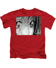 Metallic Anime Girl Eyes 2 Black And White - Kids T-Shirt