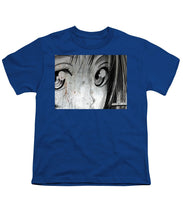Metallic Anime Girl Eyes 2 Black And White - Youth T-Shirt