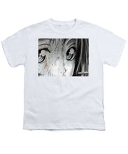 Metallic Anime Girl Eyes 2 Black And White - Youth T-Shirt