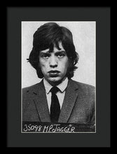 Mick Jagger Mug Shot Vertical - Framed Print