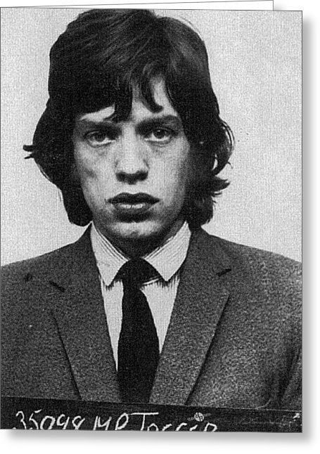 Mick Jagger Mug Shot Vertical - Greeting Card