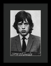 Mick Jagger Mug Shot Vertical - Framed Print