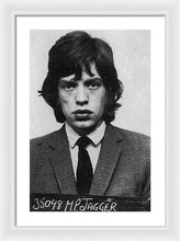 Mick Jagger Mug Shot Vertical - Framed Print