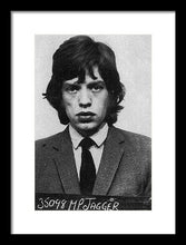 Mick Jagger Mug Shot Vertical - Framed Print