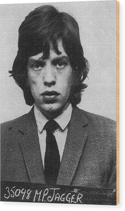 Mick Jagger Mug Shot Vertical - Wood Print