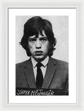 Mick Jagger Mug Shot Vertical - Framed Print