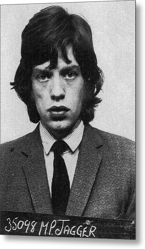 Mick Jagger Mug Shot Vertical - Metal Print