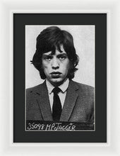 Mick Jagger Mug Shot Vertical - Framed Print