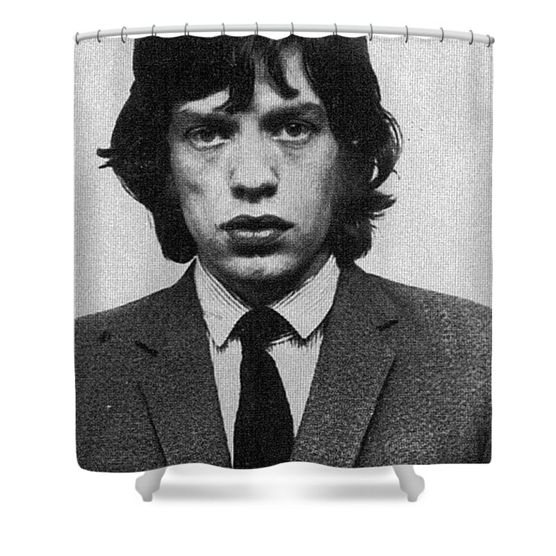 Mick Jagger Mug Shot Vertical - Shower Curtain