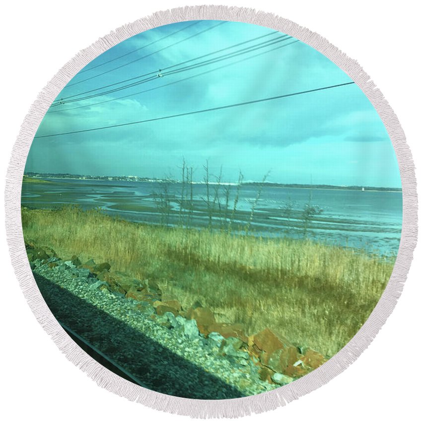 New Jersey From The Train 1 - Round Beach Towel