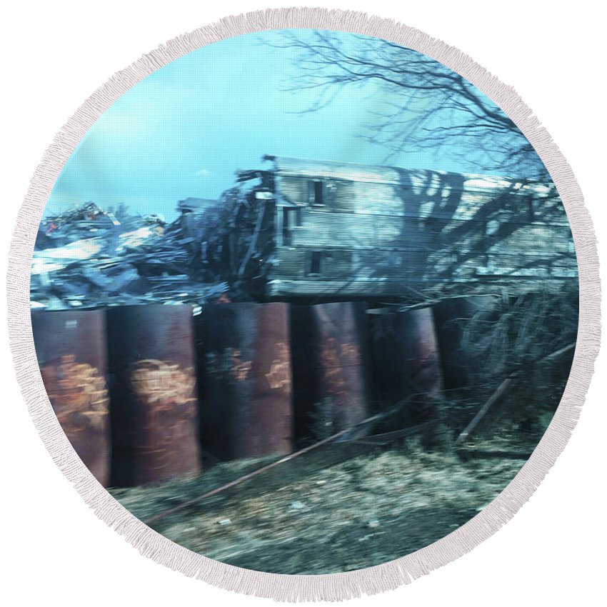 New Jersey From The Train 5 - Round Beach Towel