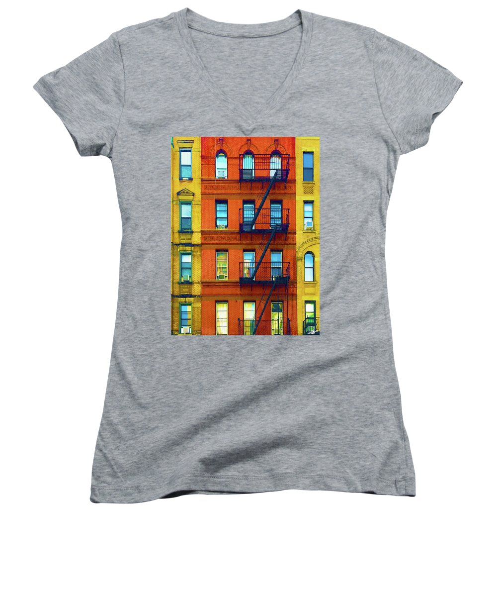 New York City Apartment Building 2 - Women's V-Neck (Athletic Fit)