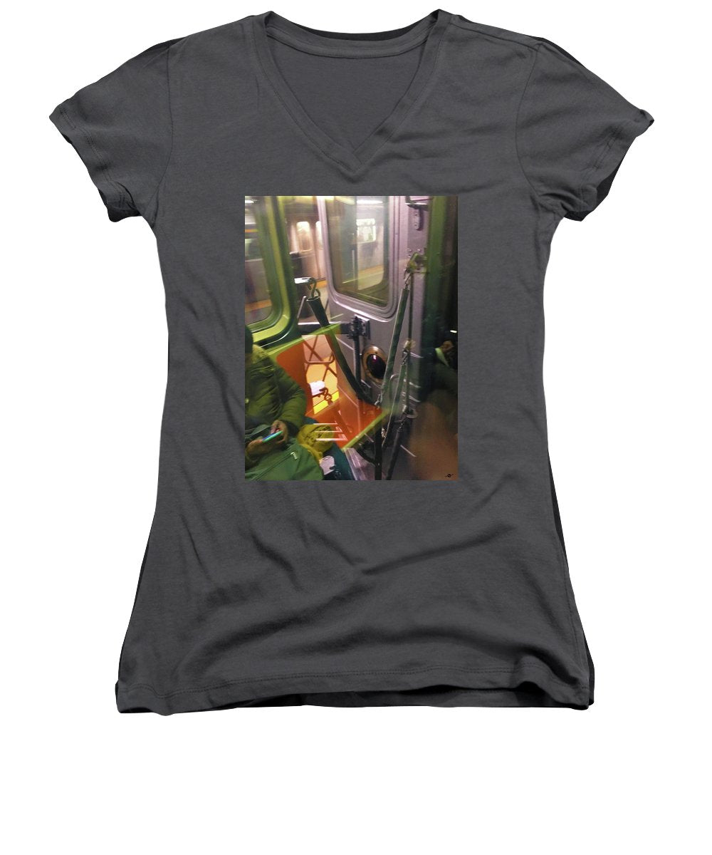 Photo On The New York City Subway - Women's V-Neck (Athletic Fit)