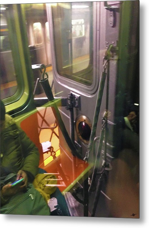 Photo On The New York City Subway - Metal Print