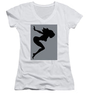 Our Bodies Our Way Future Is Female Feminist Statement Mudflap Girl Diving - Women's V-Neck (Athletic Fit) Women's V-Neck (Athletic Fit) Pixels White Small 