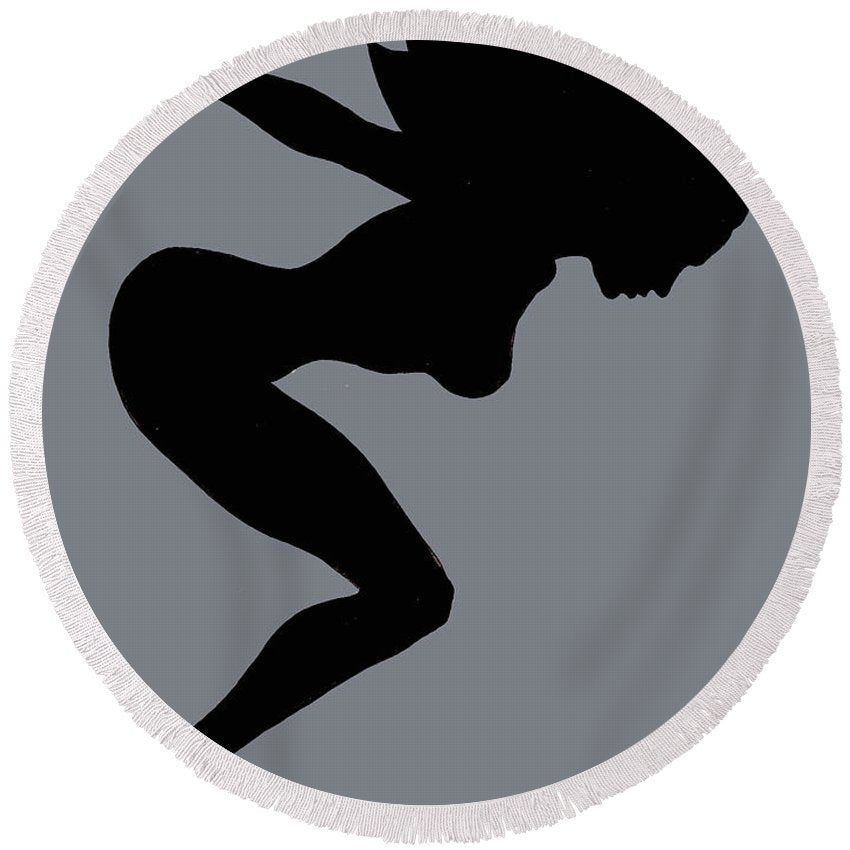 Our Bodies Our Way Future Is Female Feminist Statement Mudflap Girl Diving - Round Beach Towel Round Beach Towel Pixels 60