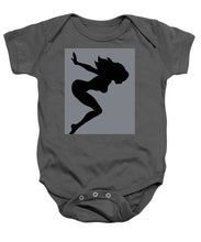 Our Bodies Our Way Future Is Female Feminist Statement Mudflap Girl Diving - Baby Onesie Baby Onesie Pixels Charcoal Small 