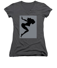 Our Bodies Our Way Future Is Female Feminist Statement Mudflap Girl Diving - Women's V-Neck (Athletic Fit) Women's V-Neck (Athletic Fit) Pixels Charcoal Small 