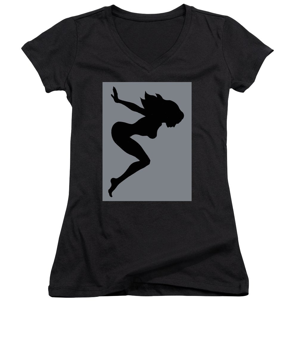 Our Bodies Our Way Future Is Female Feminist Statement Mudflap Girl Diving - Women's V-Neck (Athletic Fit) Women's V-Neck (Athletic Fit) Pixels Black Small 