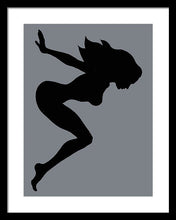 Our Bodies Our Way Future Is Female Feminist Statement Mudflap Girl Diving - Framed Print Framed Print Pixels 15.000" x 20.000" Black White