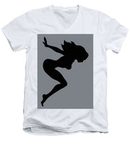 Our Bodies Our Way Future Is Female Feminist Statement Mudflap Girl Diving - Men's V-Neck T-Shirt Men's V-Neck T-Shirt Pixels White Small 