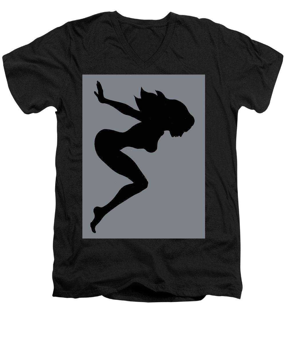 Our Bodies Our Way Future Is Female Feminist Statement Mudflap Girl Diving - Men's V-Neck T-Shirt Men's V-Neck T-Shirt Pixels Black Small 