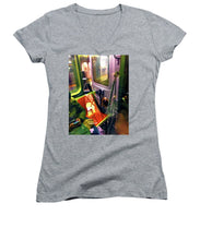 Painting On The New York City Subway - Women's V-Neck (Athletic Fit)