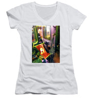 Painting On The New York City Subway - Women's V-Neck (Athletic Fit)