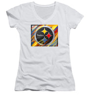 Pittsburgh Steelers Football - Women's V-Neck T-Shirt Women's V-Neck T-Shirt Pixels White Small 