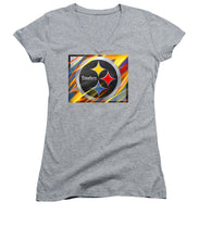 Pittsburgh Steelers Football - Women's V-Neck T-Shirt Women's V-Neck T-Shirt Pixels Heather Small 