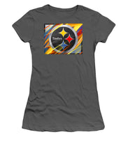 Pittsburgh Steelers Football - Women's T-Shirt (Athletic Fit) Women's T-Shirt (Athletic Fit) Pixels Charcoal Small 