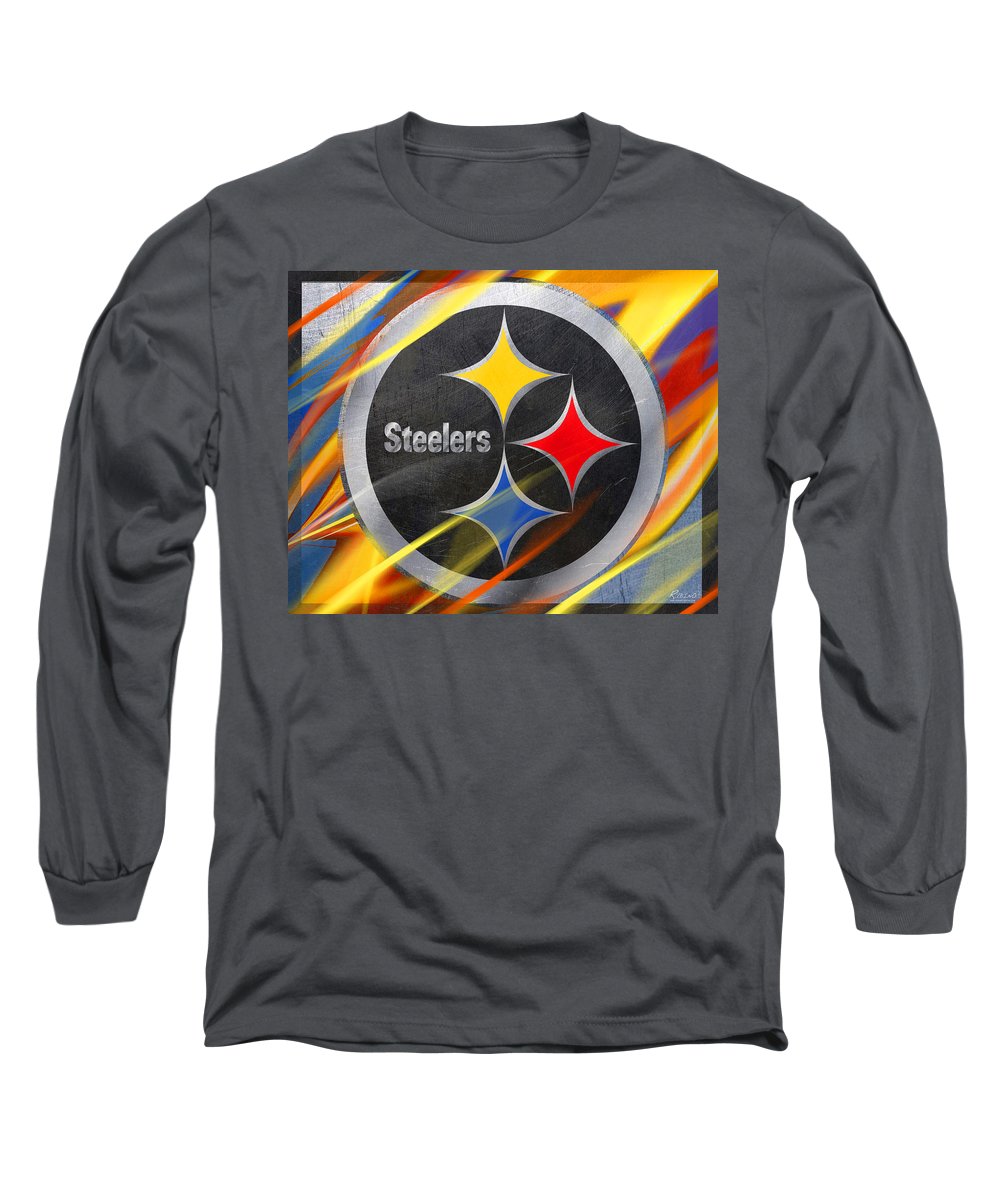 Pittsburgh Steelers Football - Long Sleeve T-Shirt Long Sleeve T-Shirt Pixels Charcoal Small 