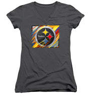 Pittsburgh Steelers Football - Women's V-Neck T-Shirt Women's V-Neck T-Shirt Pixels Charcoal Small 