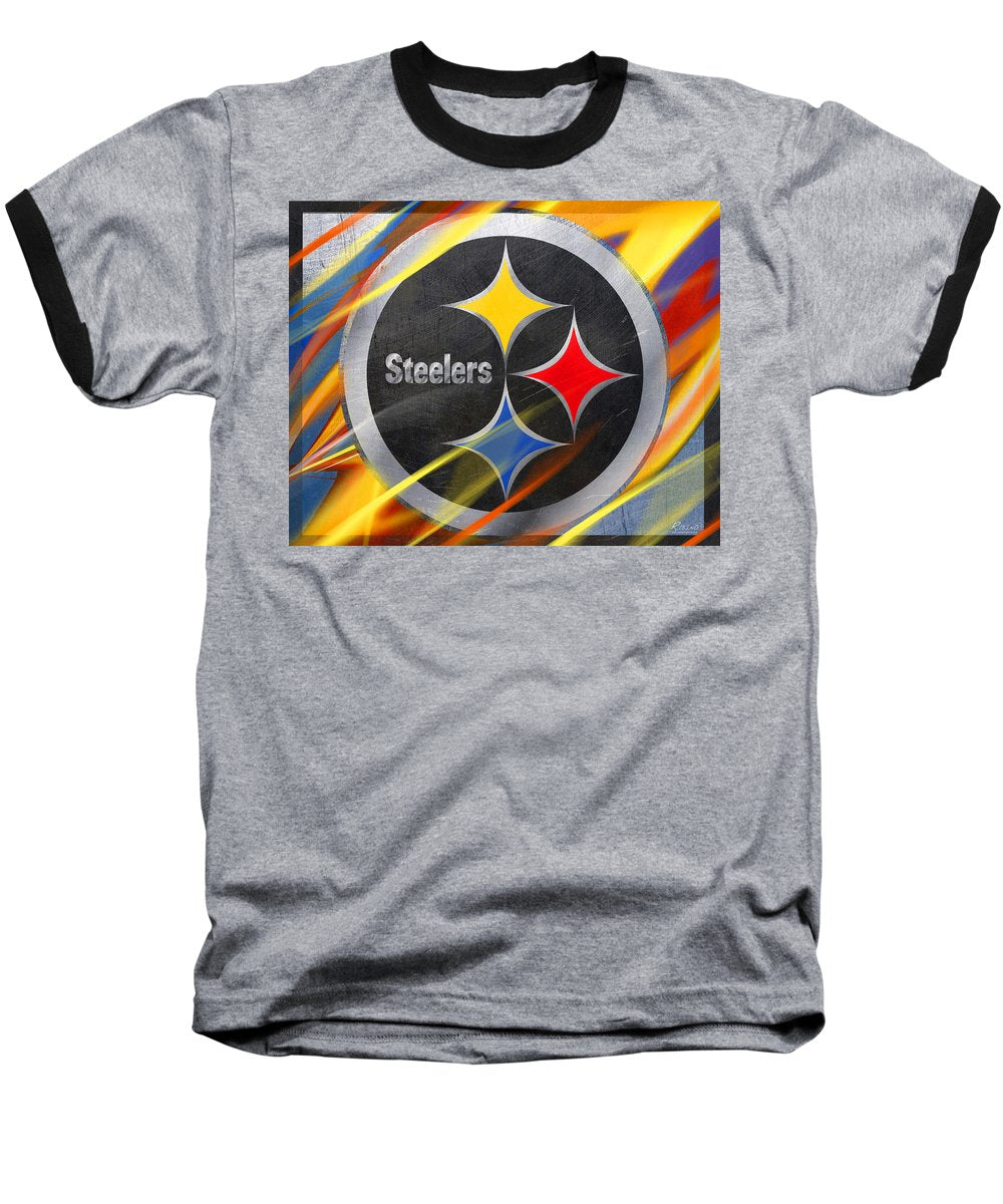 Pittsburgh Steelers Football - Baseball T-Shirt Baseball T-Shirt Pixels Heather / Black Small 