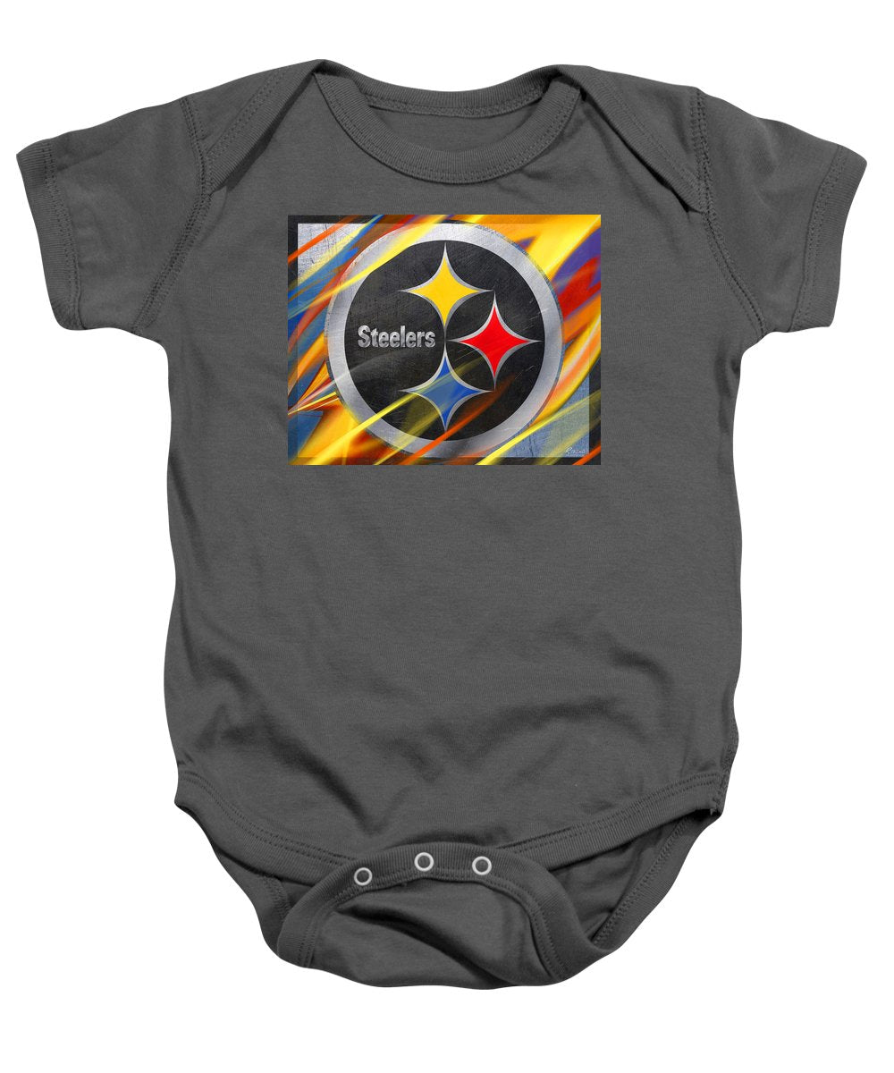 Pittsburgh Steelers Football - Baby Onesie Baby Onesie Pixels Charcoal Small 